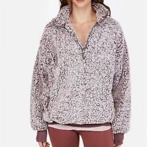 Express One Eleven Purple White Sherpa Quarter Zip Size Medium